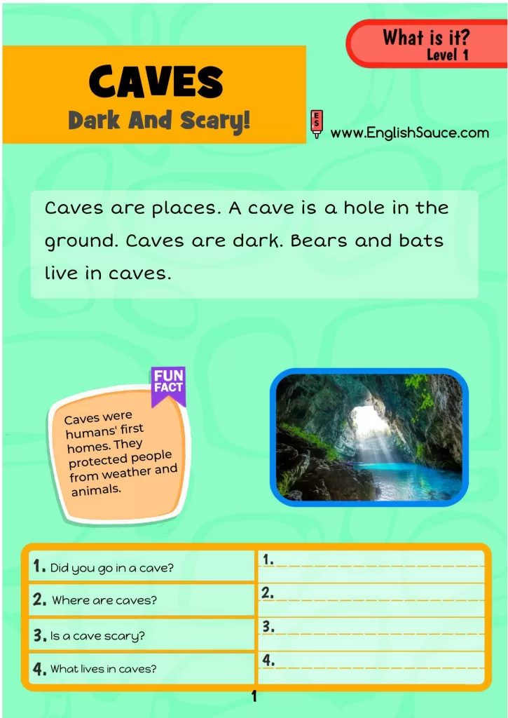 Guided reading comprehension English ESL worksheet. A science of reading aligned printable for beginner homeschool, ESL students and first grade students.