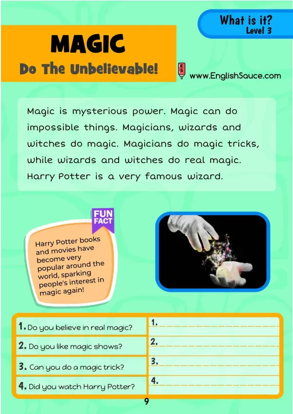 Science of Reading aligned guided reading worksheet about magic for basics ESL and 1st-2nd grade students.