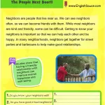 Science of Reading aligned guided reading worksheet about neighbors for intermediate ESL and 3rd-4th grade students.