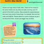 Guided reading comprehension English ESL worksheet about oceans. A science of reading aligned printable for A3 homeschool, ESL students and third/forth grade students.